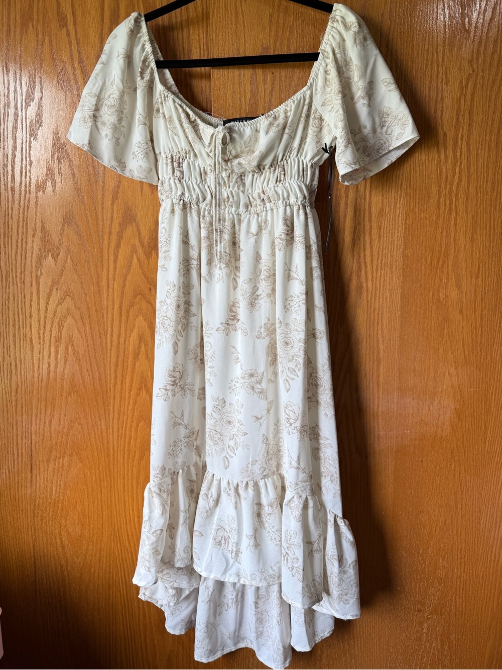 Creamy White hi-low floral maxi dress